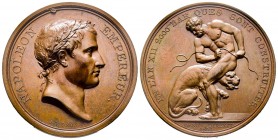 Médaille en bronze, Camp de Boulogne, Paris, 1804 (an XII), AE 32.4 g. 40.6 mm par Droz
Ref : Bramsen 320, Julius 1253, Essling 1019, TNE 2.7
FDC