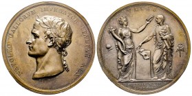 Médaille en argent, 1805, Premier Empire, AG 38.77 g. 41.8 mm par Manfredini
Avers: NAPOLEO GALLORVM IMPERATOR ITALIAE REX Buste tête laurée de Napolé...