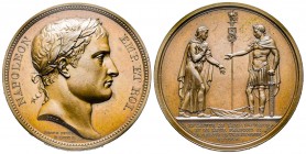 Médaille en bronze, Entrée de Napoléon I et François II à Urschütz, Paris, 1805, AE 35.84 g. 40.3 mm par Droz & Andrieu
Ref : Bramsen cfr. 452, Julius...
