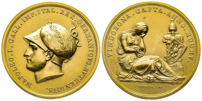 Médaille en or, Prise de Vienne, Milan, 1805, AU 62.43 g. 42 mm par Manfredini
A...