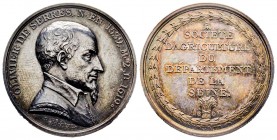 Médaille en argent, Olivier de Serres, Paris, 1807, AG 11.4 g. 29.9 mm par Droz
Avers : OLIVIER DE SERRES N EN 1539, M 2 J T 1619 DROZ F M D CCC VII 
...
