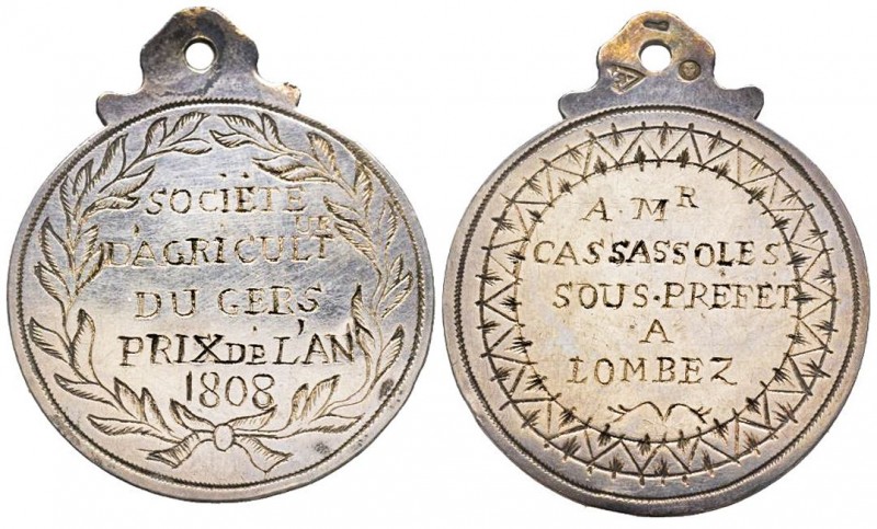 Médaille en argent, Société d'agriculture de Gers, 1808, AG 16.34 g. 42.1mm
Aver...