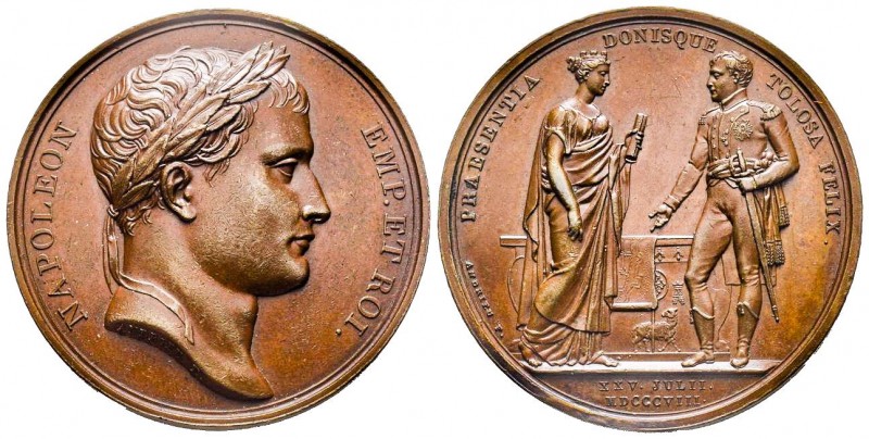 Médaille en bronze, Sejour à Toulouse de Napoléon, Paris, 1808, AE 33.91 g. 40.6...