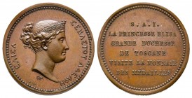 Médaille en bronze, Visite de la Monnaie, Paris, 1808, AE 6.81 g. 22.8 mm par Brenet
Avers : ΕΛΙΣΑ ΣΕΒΑΣΤΟΨ ΑΛΕΑΦΗ 
Revers : S A I LA PRINCESSE ELISA ...