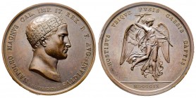 Médaille en bronze, 1809, bataille de Wagram, AE 40.09 g. 42 mm par Manfredini, legende avec la S qui termine sur le cou
Avers : NAPOLEO MAGNVS GAL IM...