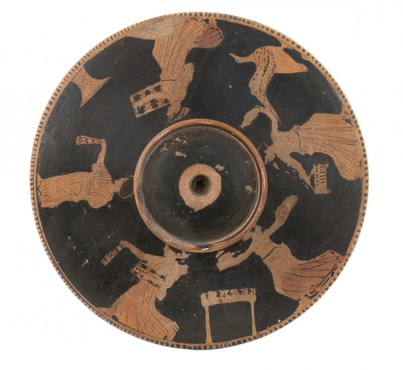 Attic Red-Figure Lid, End of 5th century BC; height cm 7, diam cm 19; Lekanis Li...