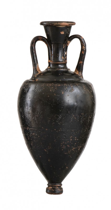 Attic Black-Glazed Amphoriskos, End of 5th century BC; height cm 13; A double ha...