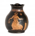 Apulian Red-Figure Oinochoe, 4th century BC; height cm 14,5; diam cm 8. Provenance: English private collection formed between 1970s and late 1990s.