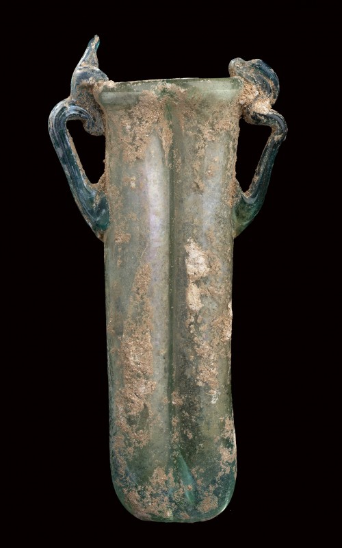 Roman Glass Double-Kohl Tube, 1st - 4th century AD, height cm 13,7. Provenance: ...