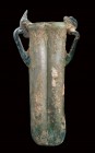 Roman Glass Double-Kohl Tube, 1st - 4th century AD, height cm 13,7. Provenance: From the Amedeo Guillet collection.