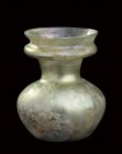 Roman Glass Jar, 1st - 4th century AD, height cm 11; Holed. Provenance: From the Amedeo Guillet collection.
