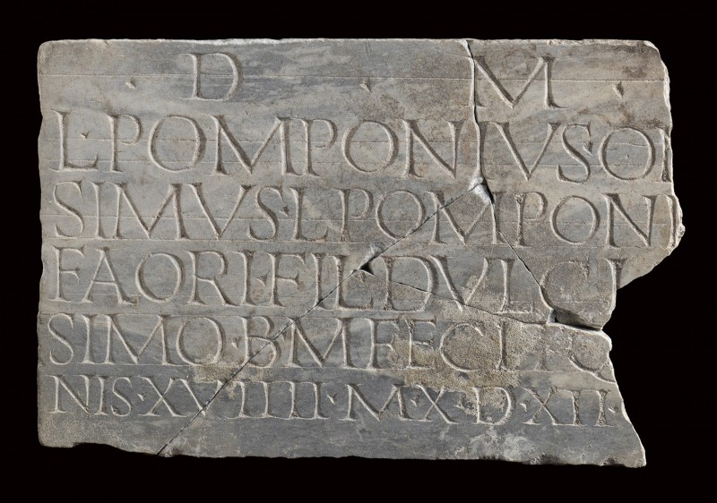 Roman Marble Funerary Inscription Slab of the Gens Pomponia, 1st - 2nd century A...