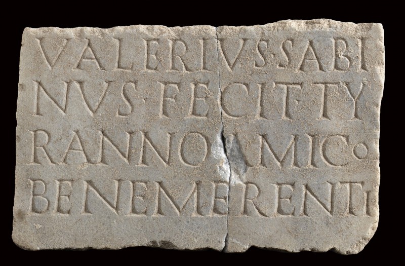 Roman Marble Funerary Inscription Slab, 1st century AD; height cm 17; length cm ...