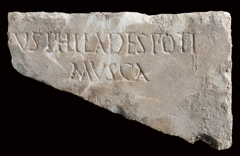 Roman Marble Funerary Inscription Slab, 2nd - 3rd century AD; height cm 10,4; le...