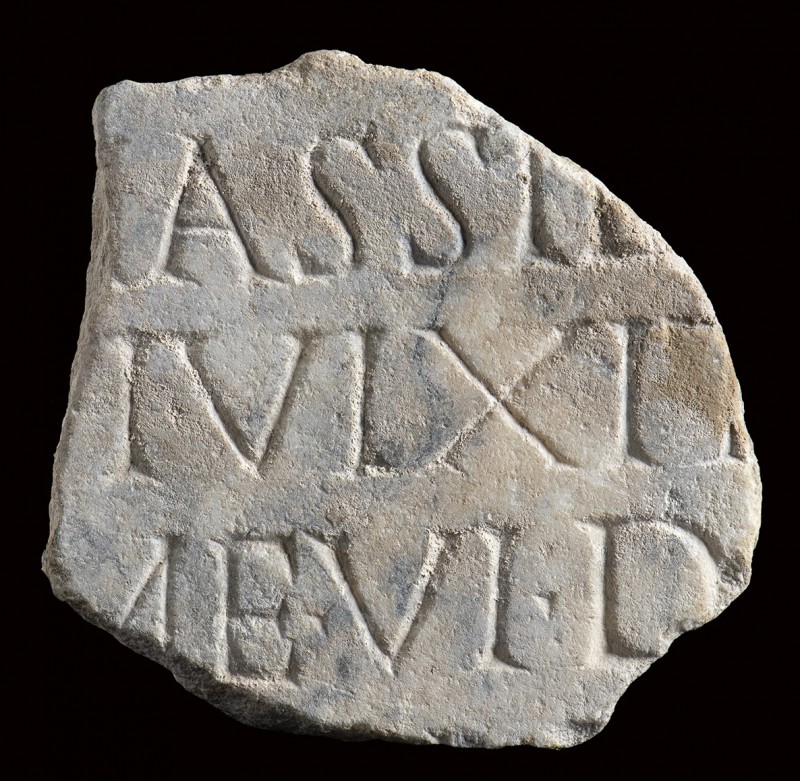 Roman Marble Funerary Inscription Slab, 2nd-3rd century AD; height cm 10,8, leng...