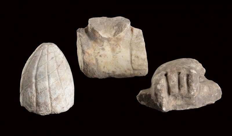 Collection of Three Roman Marble Decorative Elements; 1st-2nd century AD; height...