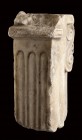 Roman Marble Architectural Decoration, 1st - 3rd century AD; height cm 19; wide cm 9; Originally intended for an architectural frame, it is decorated ...