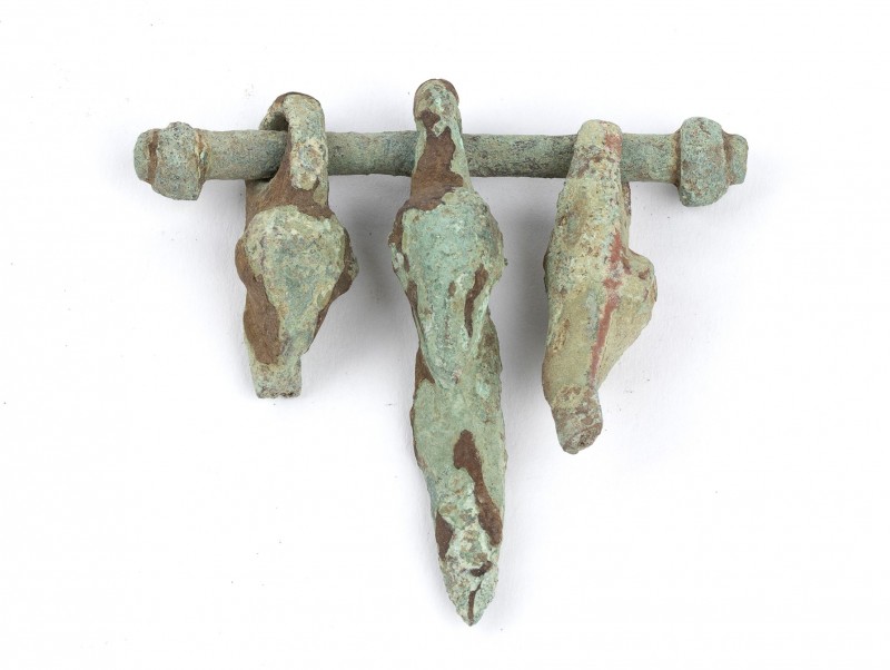 Group of Greek Archaic Bronze Duck-Shaped Pendants, 7th - 6th century BC; height...