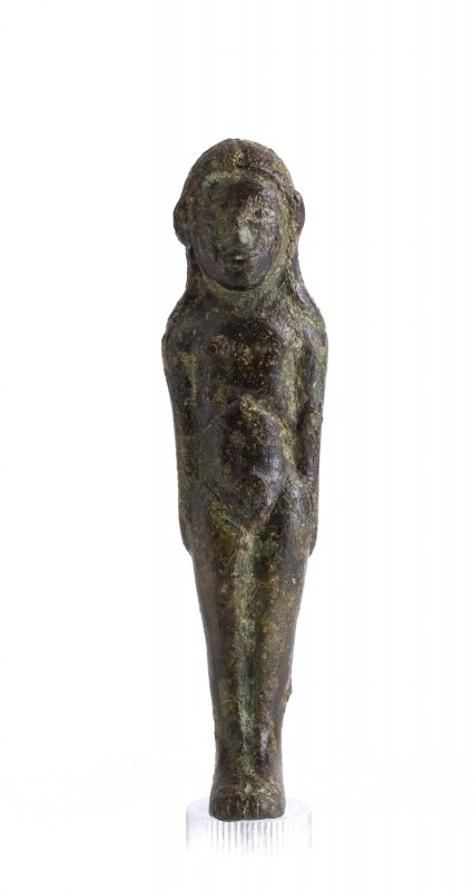 Very Rare Etruscan Bronze Figure of a Kouros , 6th - 5th century BC; height cm 1...