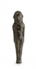 Very Rare Etruscan Bronze Figure of a Kouros , 6th - 5th century BC; height cm 10,5; Example of archaic kouros archetype, characterized by the typical...