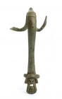 Greek Bronze Handle with Tragic Mask Applique, 4th century BC; length cm 14,2. Provenance: ex BFA, Auction 17, lot 20; privately purchased in 1997 fro...