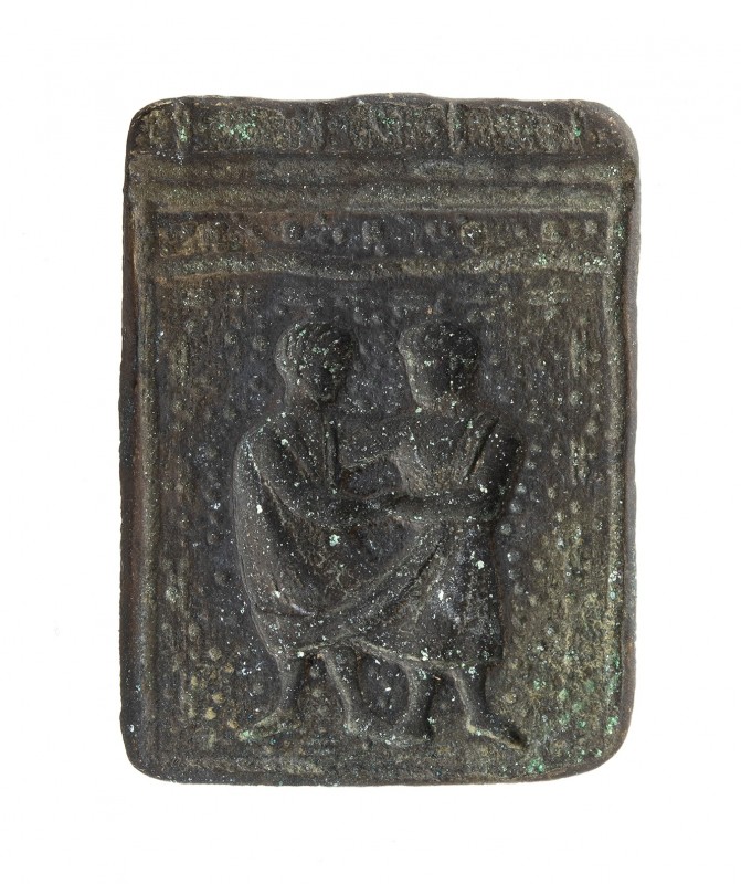 Roman Bronze Friendship Tessera or Seal, 3rd - 4th century AD; length cm 3,2; Wi...