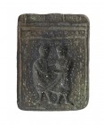 Roman Bronze Friendship Tessera or Seal, 3rd - 4th century AD; length cm 3,2; With two togate figures clasping hands. Provenance: English private coll...