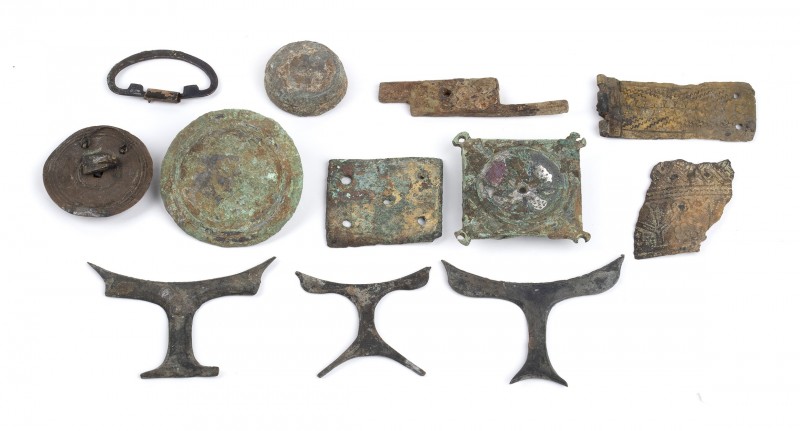 Collection of Twelve Roman Bronze Appliques and Various Objects, 1st - 4th centu...