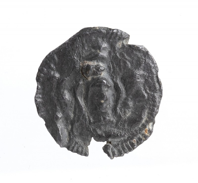Greek Lead Seal with Helmeted Head of Athena, 3rd - 2nd century BC; diam cm 2,5....