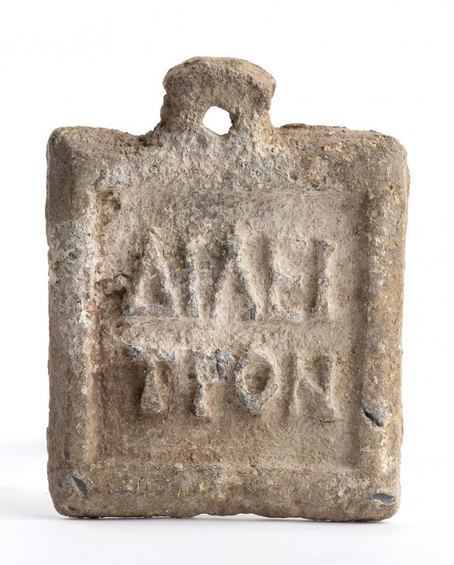 Rare Greco-Roman Inscribed Lead Weight of a Dileitron, 2nd century BC; length cm...