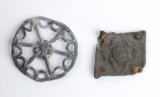 Couple of Roman Lead pieces of Toys, 1st century BC - 2nd century AD; length cm 4, diam cm 5. Provenance: English private collection, acquired by the ...