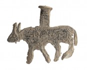 Roman Lead Votive Bull, 1st - 4th century AD; length cm 6,5; height cm 5,5. Provenance: English private collection.
