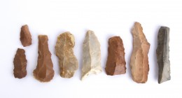 Collection of Eigth Paleolithic Flint Blades; length cm 3,5 to cm 9,5. Provenance: English private collection, bought before 2000.