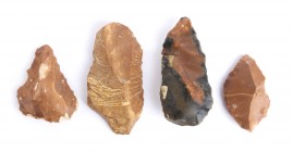 Collection of Four Paleolithic Flint Blades; length cm 8 to cm 11,5. Provenance: English private collection, bought before 2000.