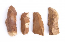 Collection of Four Paleolithic Flint Chippings, length cm 8,5 to cm 11,5. Provenance: English private collection, bought before 2000.