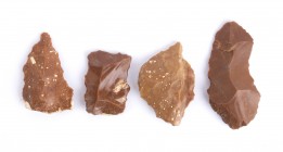 Collection of Four Paleolithic Flint Chippings, length cm 4,2 to cm 7,2. Provenance: English private collection, bought before 2000.