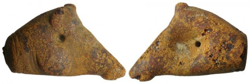 Greek or Etruscan Amber Heifer Head, 4st century BC; length cm 5,3; With a natur...