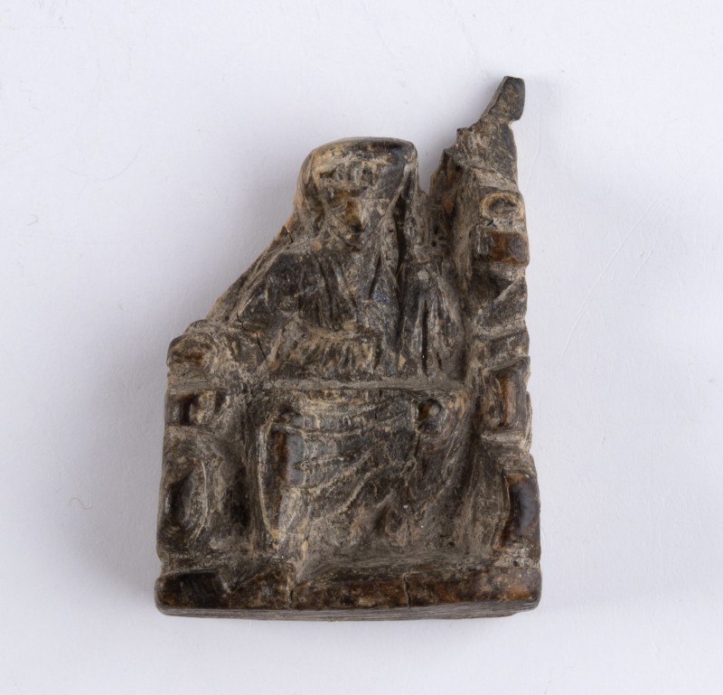 Rare Roman Ivory Amulet with Divinity Enthroned, 1st - 2nd century AD; height mm...