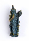 Egyptian Ptolemaic Glass Amulet in the shape of Harpocrates, 3rd - 1st century BC; height cm 3. Provenance: ex Art Rarities, Auction 5, lot 56.