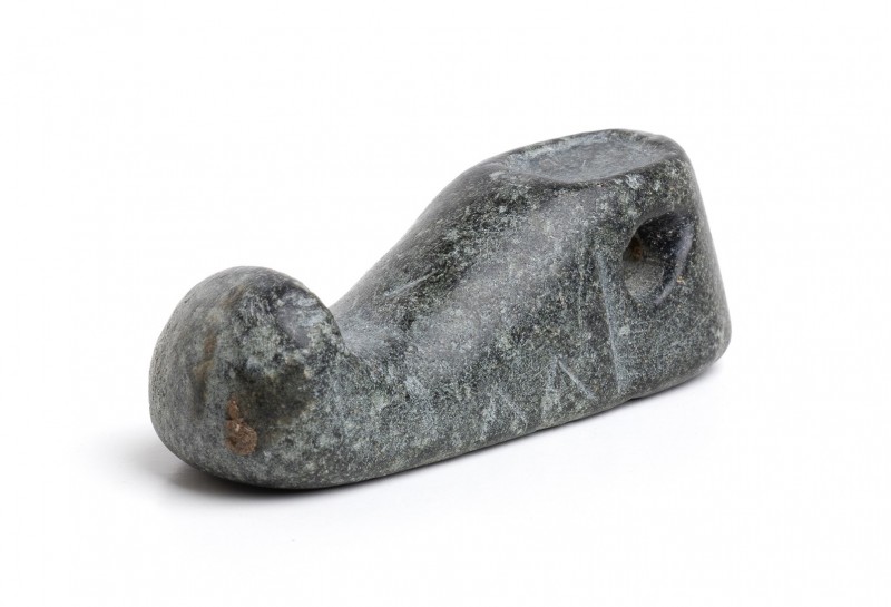Bactrian Stone Seal in the shape of Curled Shoe; Central Asia, Oxus Civilization...
