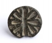 Bactrian Stone Button Seal with Floral Motif; Central Asia, Oxus Civilization, 3rd - early 2nd millennium BC; length cm 2,7. Provenance: European priv...
