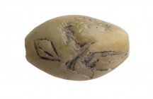 Bactrian Stone Almond-shaped Seal with Priest (?); Central Asia, Oxus Civilization, 3rd - early 2nd millennium BC; length cm 1,6. Provenance: European...