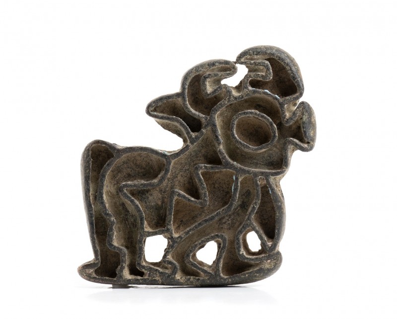 Bactrian Bronze Stamp Seal with Bull; Central Asia, Oxus Civilization, 3rd - ear...