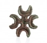 Bactrian Bronze Stamp Seal with Cruciform Motif; Central Asia, Oxus Civilization, 3rd - early 2nd millennium BC; height cm 3,9. Provenance: European p...