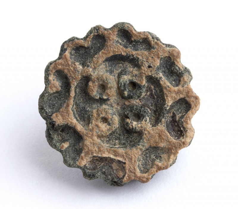 Bactrian Bronze Seal with Cruciform and Floral Motif; Central Asia, Oxus Civiliz...