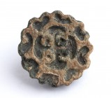 Bactrian Bronze Seal with Cruciform and Floral Motif; Central Asia, Oxus Civilization, 3rd - early 2nd millennium BC; length cm 2. Provenance: Europea...