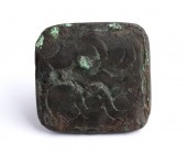 Bactrian Lead and Bronze Seal with a stylized Scorpion; Central Asia (Makran ?), Oxus Civilization, 3rd - early 2nd millennium BC; length cm 2,7. Prov...
