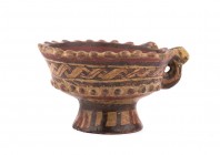 Polychrome footed cup in colombino technique, Costa Rica, Guanacaste Culture, ca. 11th - 12th century; height cm 7,5. Provenance: From the Marino Tain...