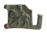 Longobard Bronze Buckle with Knight on Horseback, 6th - 8th century; length cm 4,8.