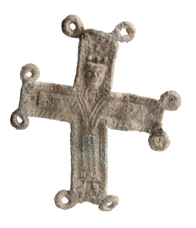 Medieval Pilgrim's Christian Lead Amulet, 11th -14th century; length cm 5; With ...